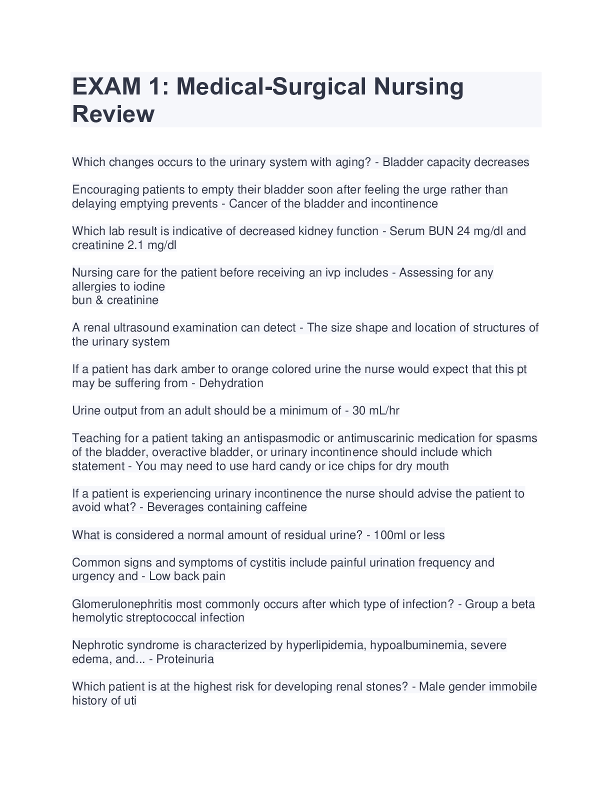 Preview image for EXAM 1: Medical-Surgical Nursing Review